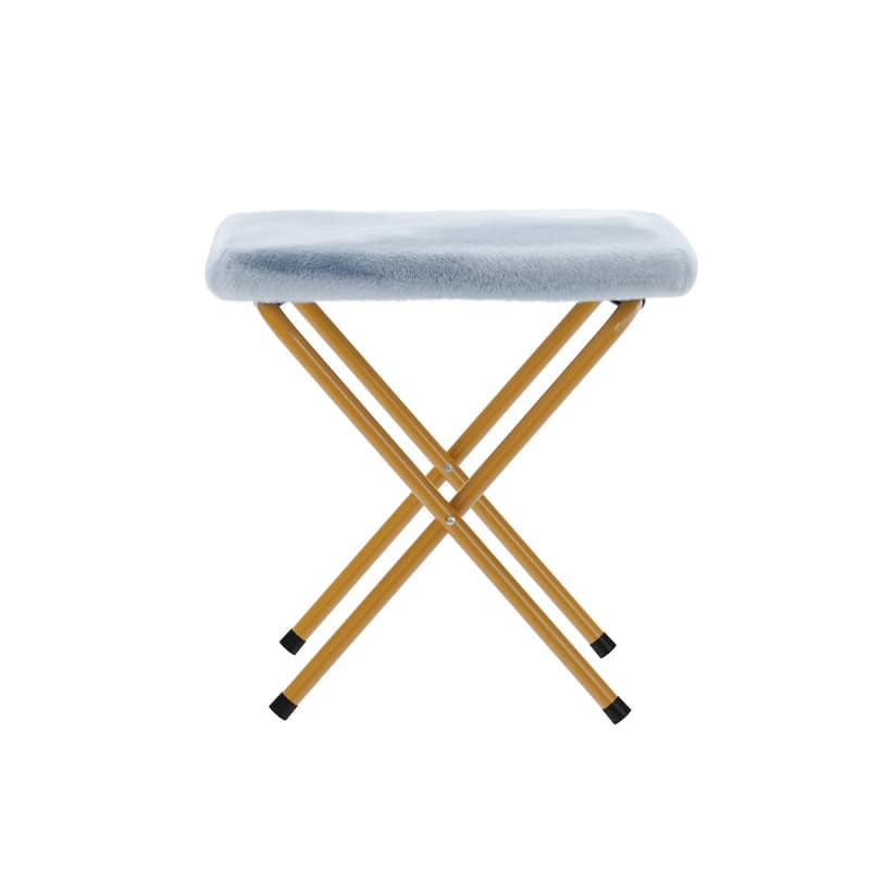 Double Folding Synthetic Fur Saucer Chair with 2 Ottomans