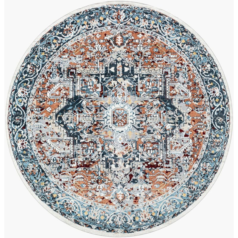 Livabliss Lavadora Traditional Washable Area Rug - Burnt Orange - 6'7" x 6'7" Round
