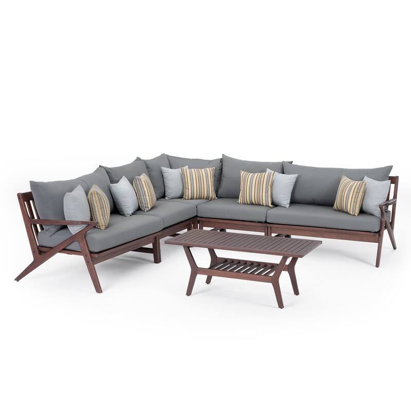 Vaughn 6 Piece Sunbrella Outdoor Patio Sectional with Table