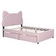 preview thumbnail 5 of 8, Full Size Upholstered Platform Bed with Cartoon Ears Shaped Headboard and 2 Drawers, Pink