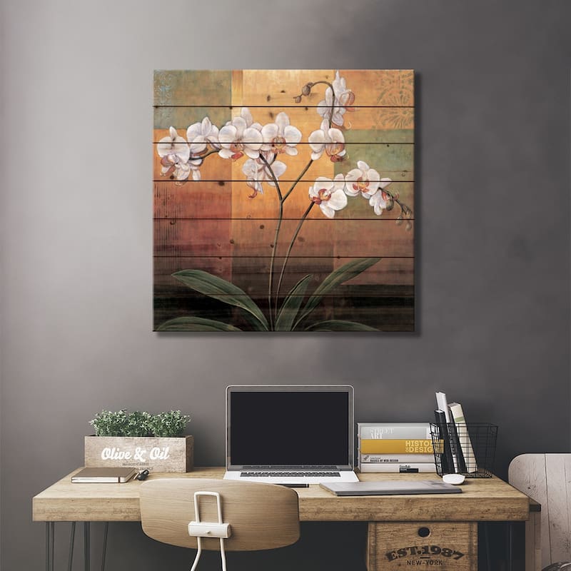 Orchids Print On Wood by Jill Deveraux - Multi-Color