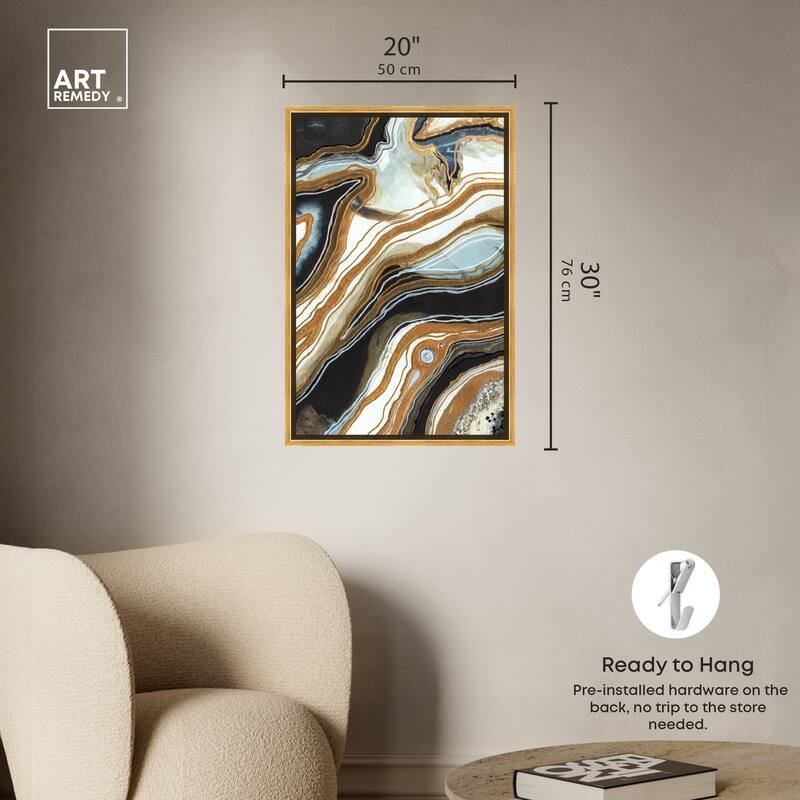 Art Remedy Black And Gold I Framed Mineral, Agate & Geode 1 Piece Canvas Wall Art