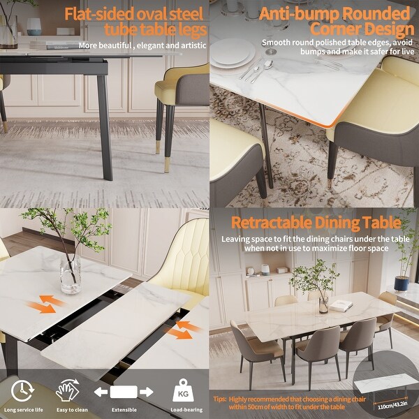 Modern Extra Large Extendable Dining Table Rectangular Slate Top Steel Legs On Sale Bed Bath Beyond 38943319
