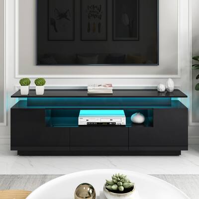 67" TV Stand with LED Lights, Drawers, and Cabinets for TVs Up to 75"