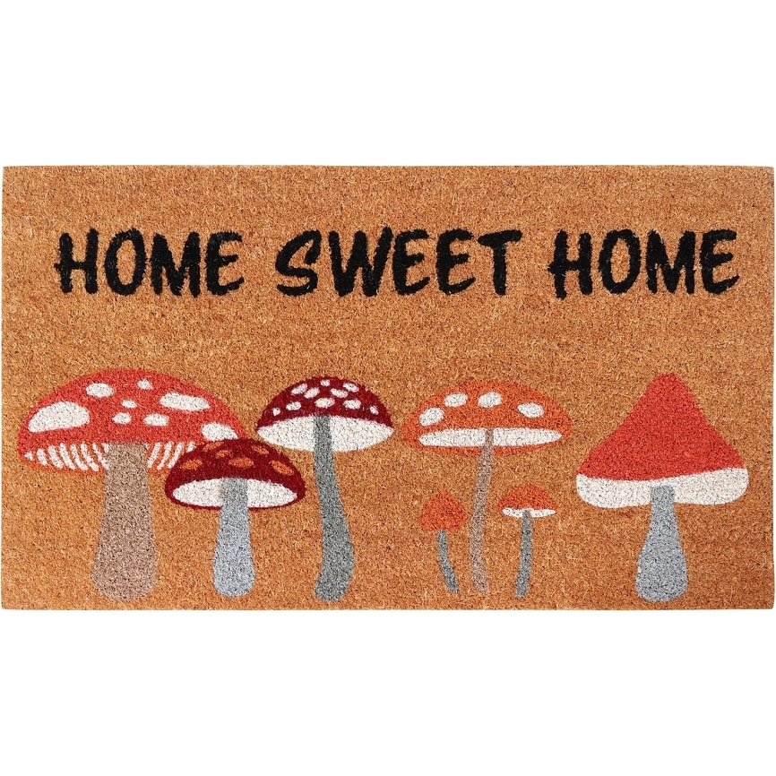 A1 Home Collections Natural Coco Coir Door Mat with Heavy Duty Non-Slip PVC Backing - 18" x 30" - Easy to Clean