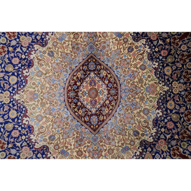 Hand Knotted Oriental 100% Silk Carpet Traditional Floral Red Qum Area Rug - 13' 2'' X 9' 7''