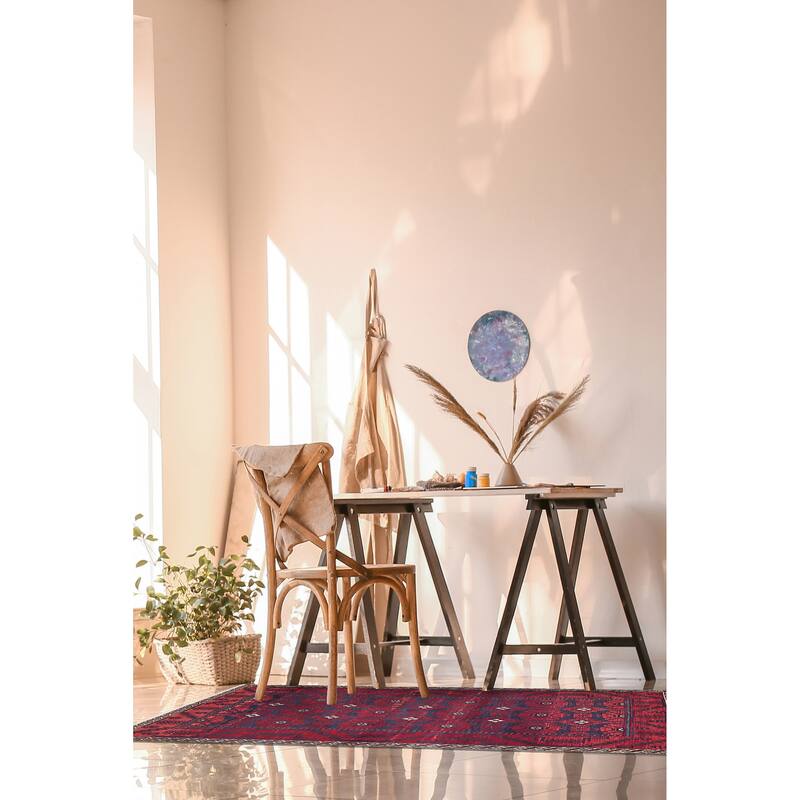 ECARPETGALLERY Hand-knotted Baluch Red Wool Rug - 3'7 x 6'8