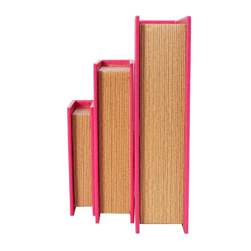 Red Wooden "Ooh La La" Faux Storage Book Decorative Box with Gold Lettering (Set of 3)