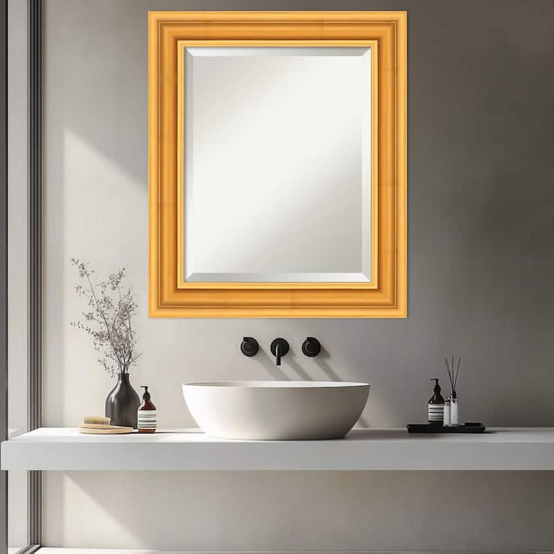 Sierra Beveled Wood Framed Bathroom Vanity Wall Mirror