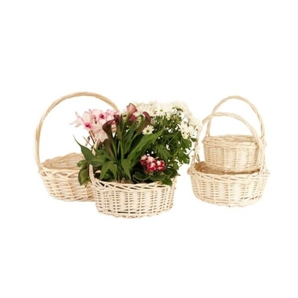 Wald 0128/WW Set Of 4 Whitewash Willow Baskets