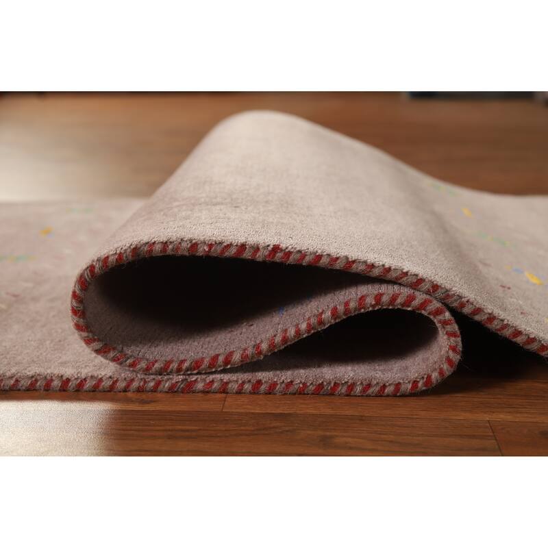 Hand Knotted Oriental 100% Wool Carpet Tribal Tribal Brown Gabbeh Runner Rug - 9' 10'' X 2' 8''