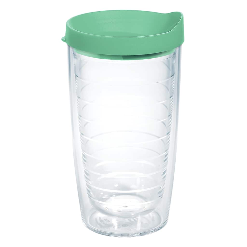 Tervis Clear & Colorful Lidded Made in USA Double Walled Insulated Travel Tumbler, Mangrove Green Lid - 16oz