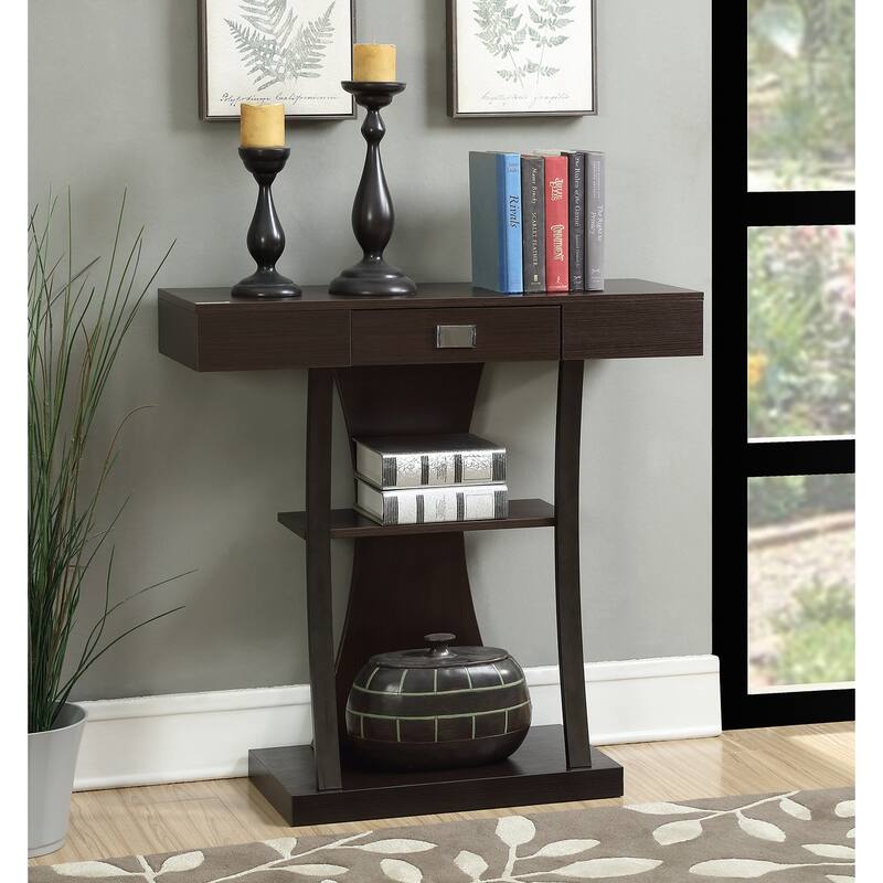 Convenience Concepts Newport 1 Drawer Harri Console Table with Shelves - Espresso