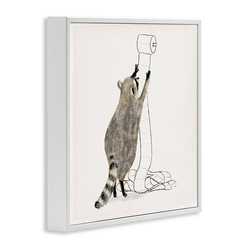 Stupell Toilet Paper Hoarder Woodland Animal Framed Wall Art, 12 x 12