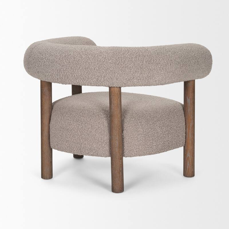 Gianna Open Back Medium Brown Wood w/ Taupe Boucle Fabric Accent Chair - 37.4L x 30.7W x 28.4H