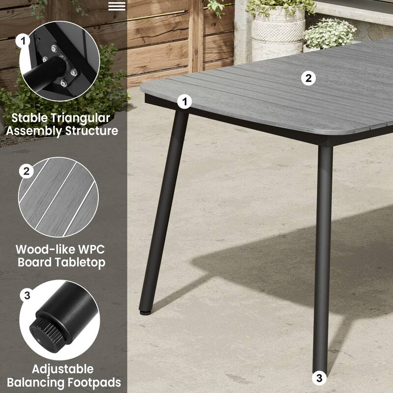 Outdoor Patio Dining Table Rectangular Aluminum Outdoor Table for 6/8/10 Person