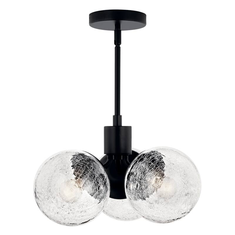 Kichler Lighting Silvarious Crackle Glass Convertible Chandelier - 16.5 in - Black
