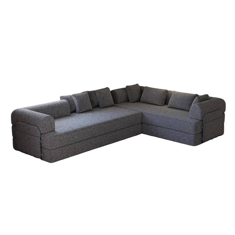 Anmytek Modern Chenille Convertible Sleeper Sofa 78.7" - 2PCS Folding Floor Couch