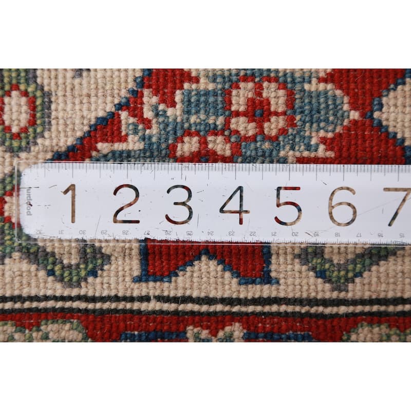 Hand Knotted Oriental 100% Wool Carpet Traditional Geometric Peach Kazak Area Rug - 9' 9'' X 8' 4''