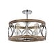 preview thumbnail 19 of 23, Warehouse of Tiffany Shacer 3-light Hoop Design Ceiling Lamp Silver/Faux-WoodGrain/Semi-Flush Mount