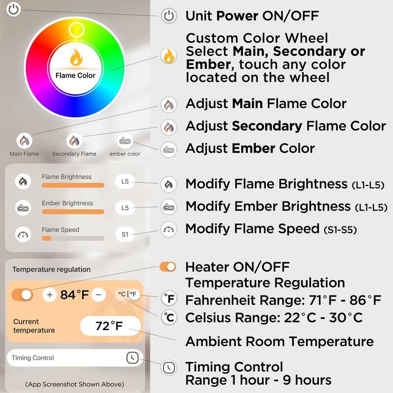 Real Flame 64" 3-Sided SMART Electric Fireplace Insert