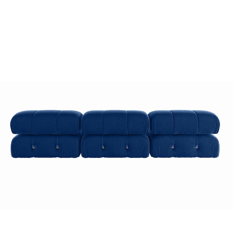 Blue Velvet Upholstered Sectional Sofa
