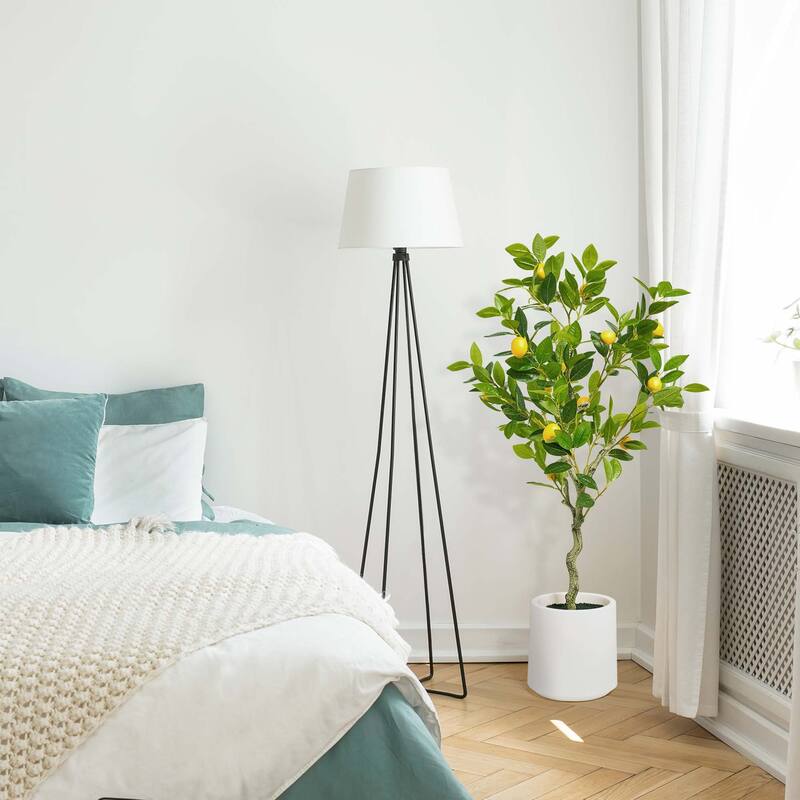American Art Decor Artificial Faux Tree in White Tapered Ceramic Pot