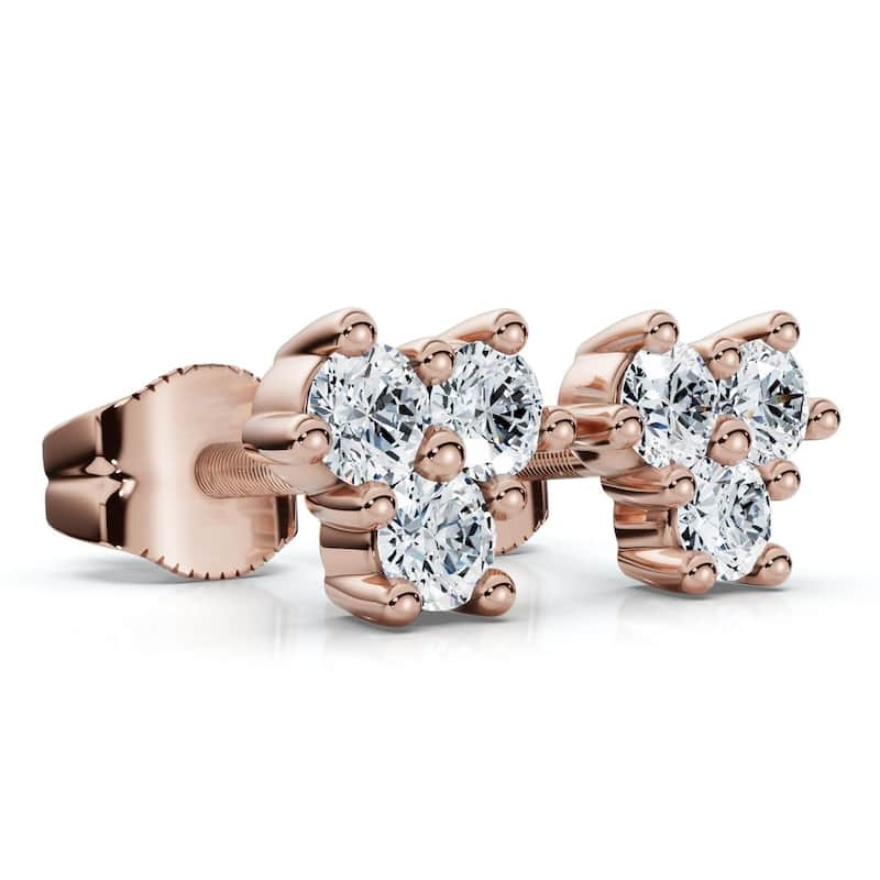 Bliss Diamond Mini Trio Diamond Studs Gold Lab Grown Women's Earrings - Rose