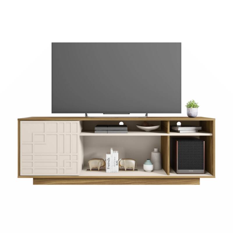 Techni Mobili Contemporary TV Stand for TVs Up to 70in, Oak - Oak Natural Wood + Antique White