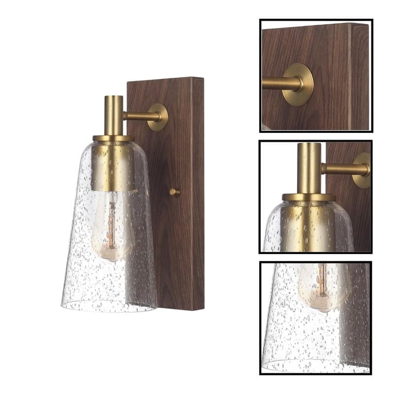 1 Light wall sconce dark wood wall lighting iron wall light fixture