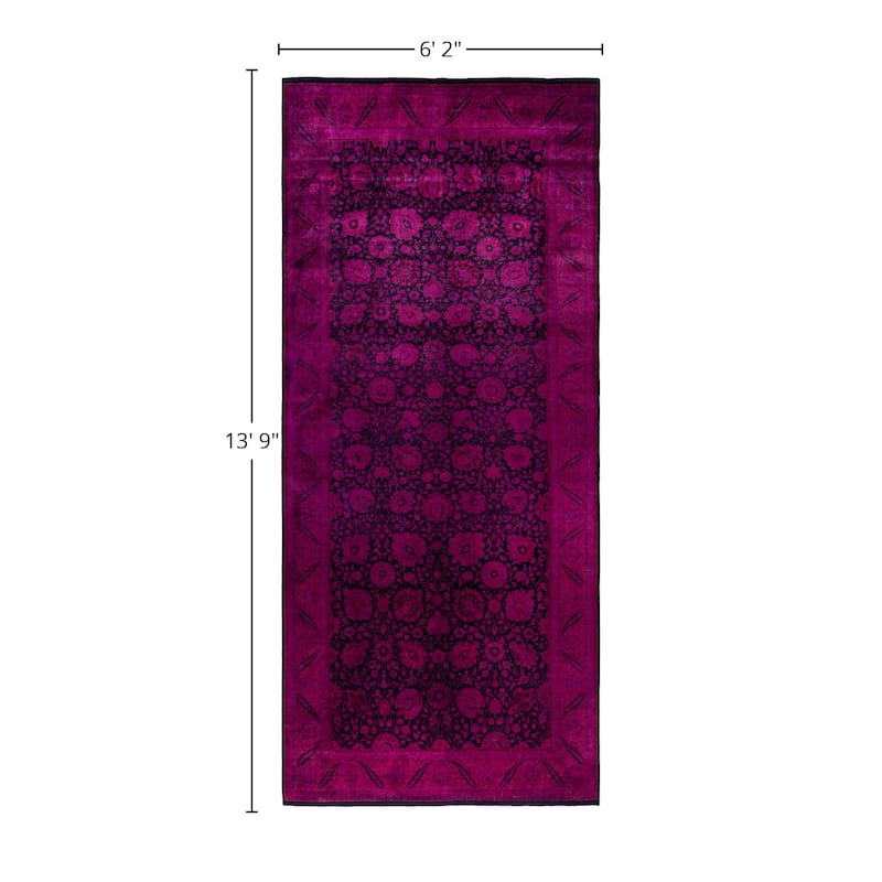 Overdyed One-of-a-Kind Hand-Knotted Area Rug - Pink - 6' 2" x 13' 9"