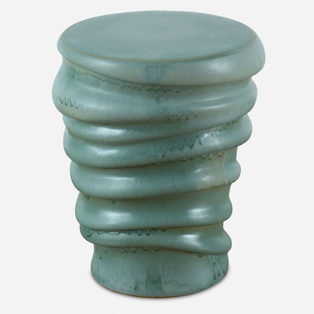 Curled Outdoor Garden Stool - 17.75" - Aqua