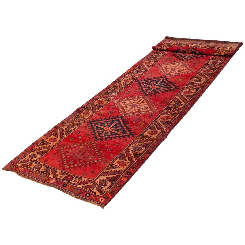 ECARPETGALLERY Hand-knotted Melis Vintage Red Wool Rug - 3'11 x 14'1