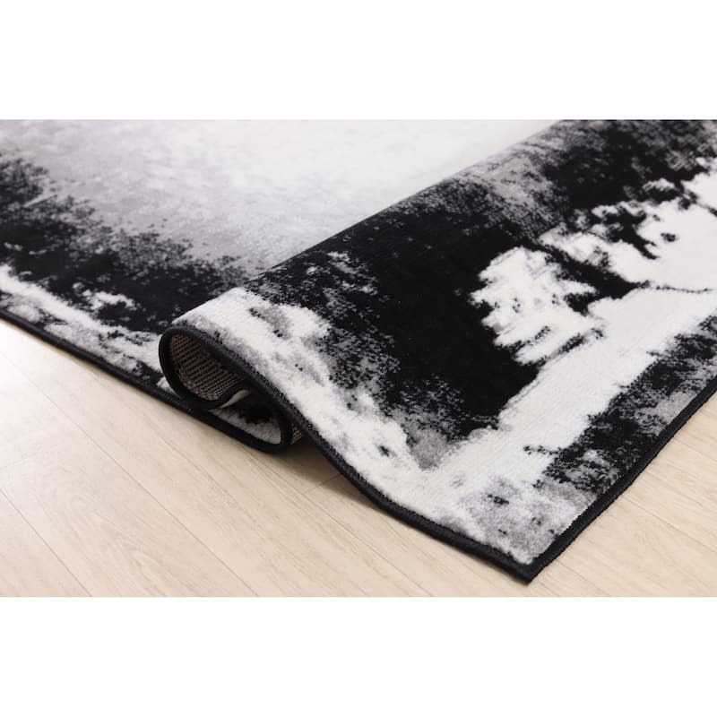 Dream Collection Abstract Moroccan Motif Black and Grey Rug
