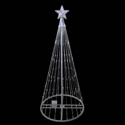 4' Pre-Lit White LED Show Cone Christmas Tree Yard Decor