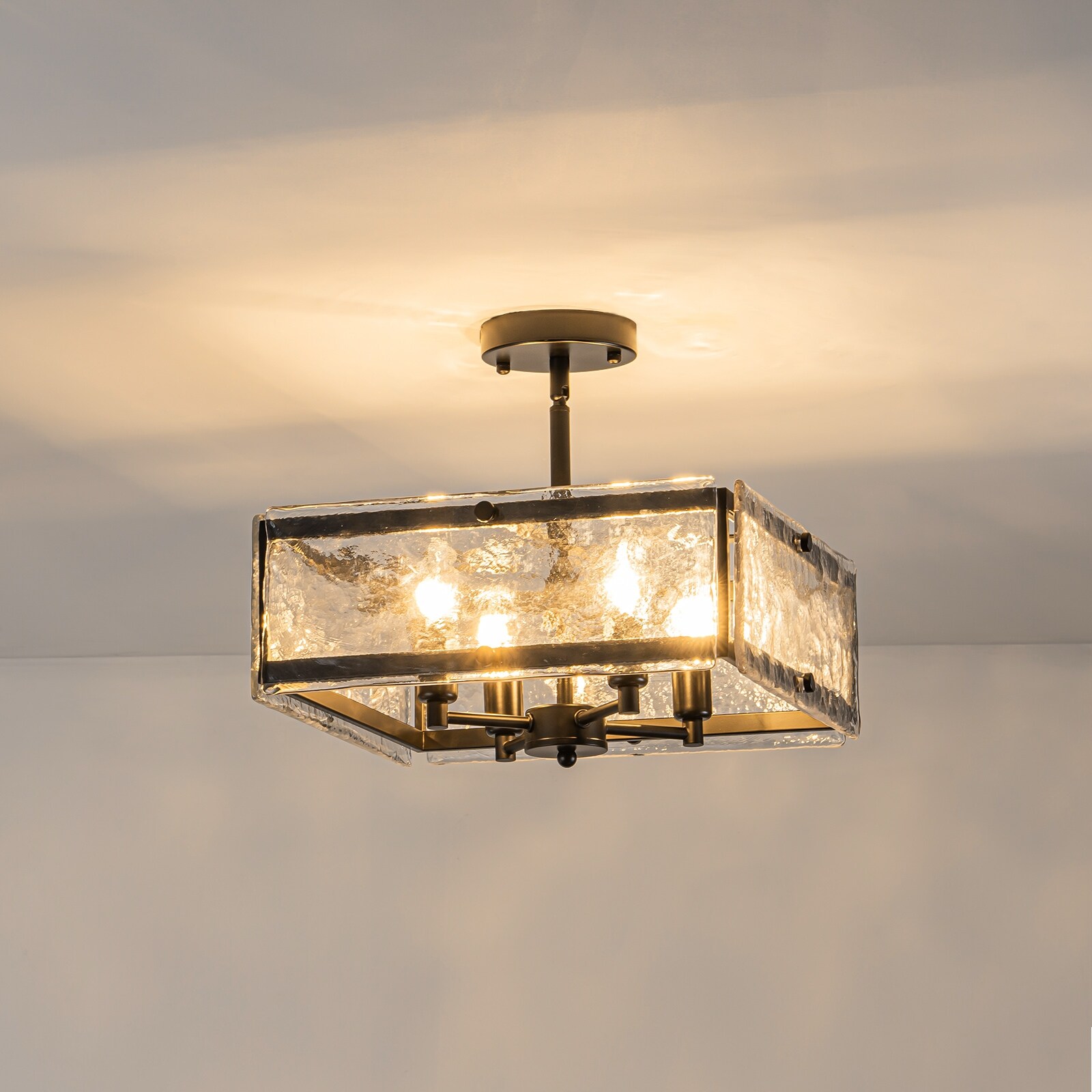 Starsky 4-light 14'' Glass Caged Ceiling Light Square