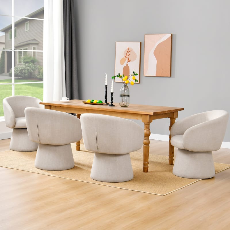 Upholstered Swivel Barrel Lounge Accent Chairs