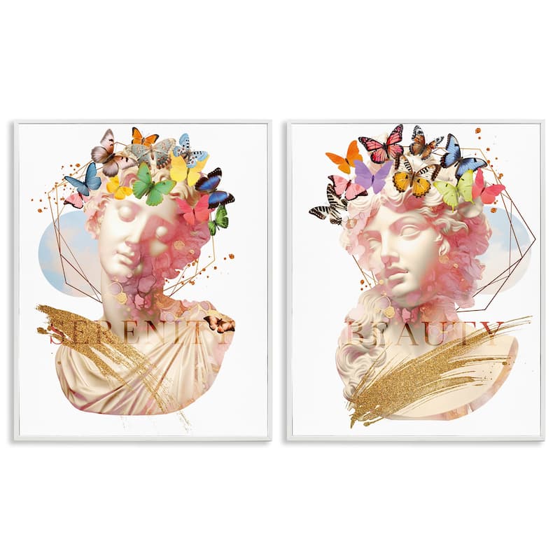 Stupell Serenity & Beauty Glam Collages Framed Giclee Art Design By Susan Arnot (Set of 2) - 11 x 14 - White