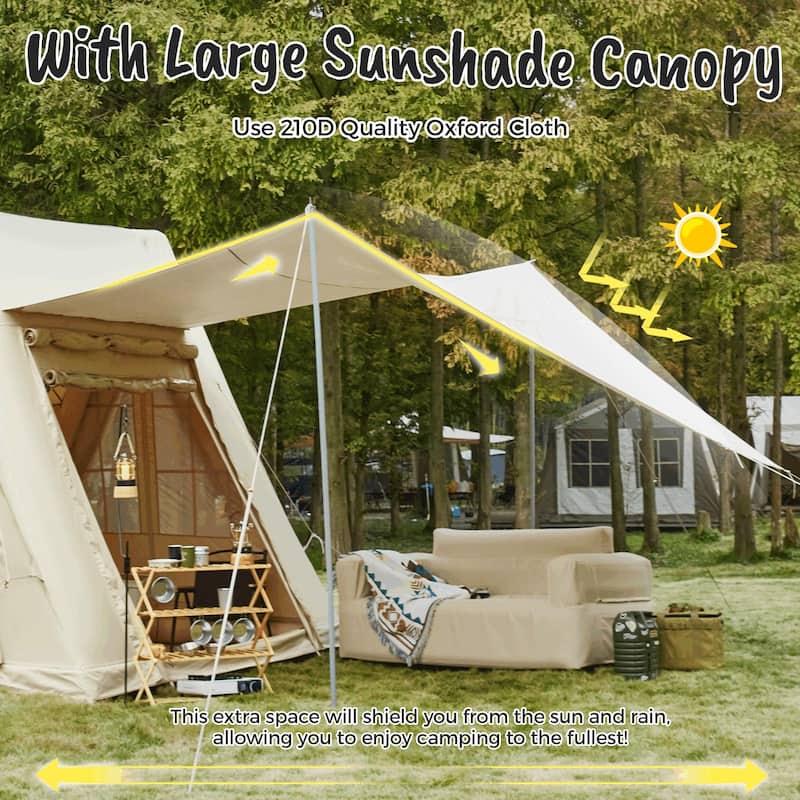 Inflatable Camping Tent for 8-12 People, with Skylights, Chimney Window, and UV-Resistant, Easy Setup for Outdoors