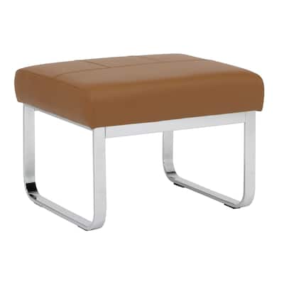 Studio Designs Home Allure Rectangular Metal Blended Leather Modern Ottoman