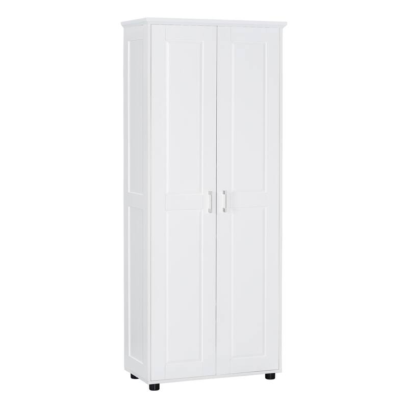 Roomfitters Storage Cabinet with 2 Doors Adjustable Shelf for Bathroom or Office Painted MDF Freestanding Unit, White