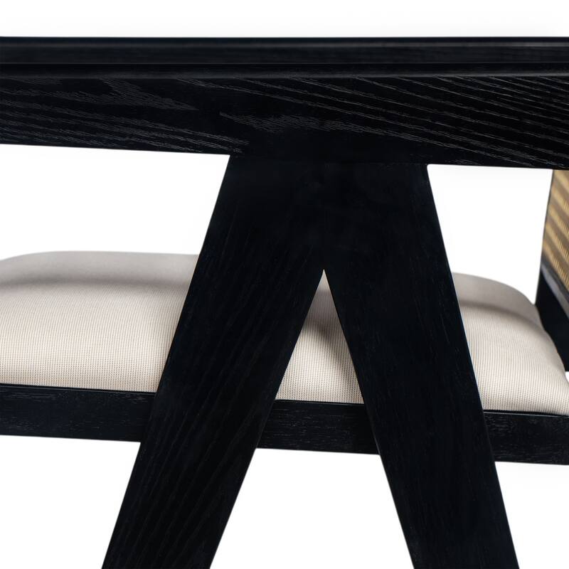 27" Height, Cream Grey Woven Cane Plastic Backrest Bar Stool - Foam-Padded Fabric Seat & Durable Rubberwood Frame