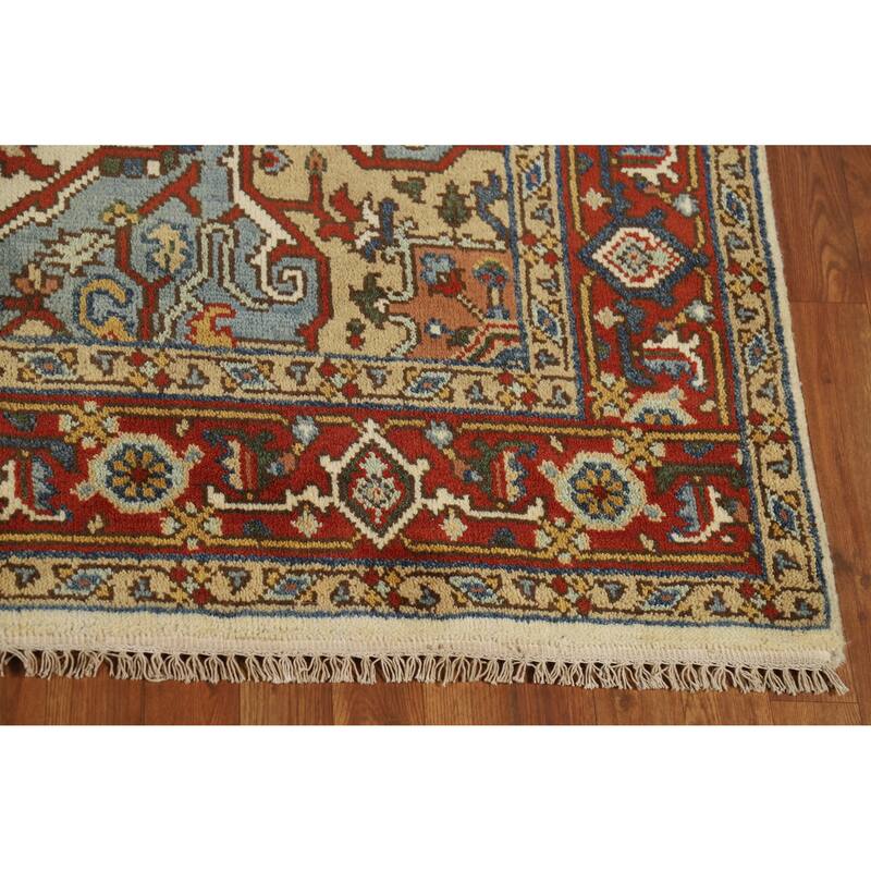 Medallion Heriz Serapi Indian Area Rug Handmade Wool Carpet - 5'9" x 8'9"