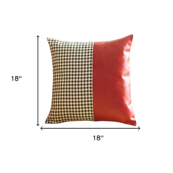 Set Of 2 Houndstooth Red Faux Leather Pillow Covers Set Of 2 Houndstooth Red Faux Leather Pillow Covers