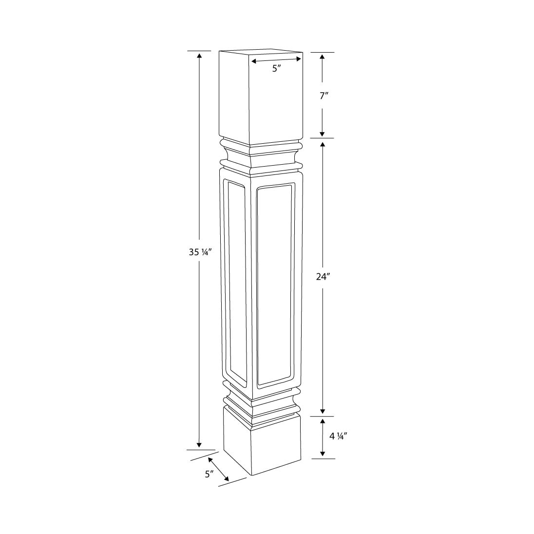 35 1 4 X 5 X 5 Unfinished Solid Hardwood Mission Kitchen Island Leg Overstock 32133536