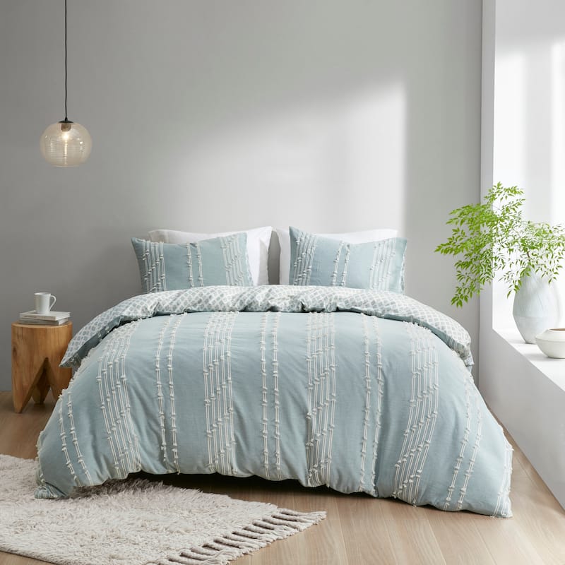 INK+IVY Kara 3 Piece Cotton Jacquard Duvet Cover Set (Insert excluded)