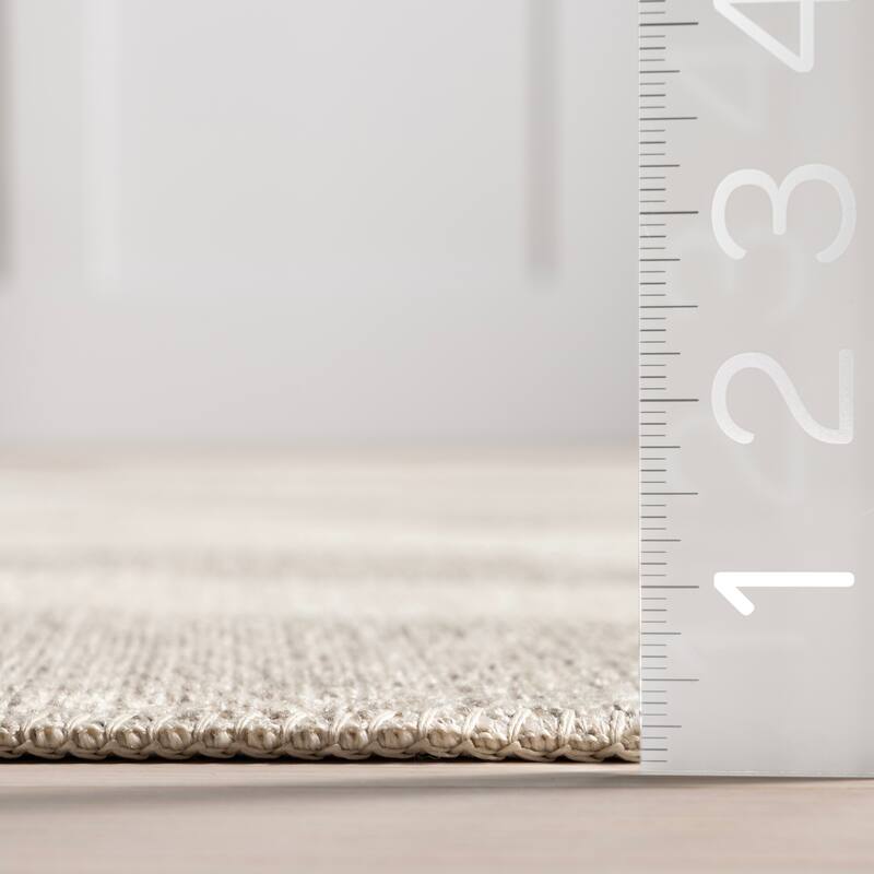 Cream Claude Abstract Fringed Reversible Machine Washable Area Rug