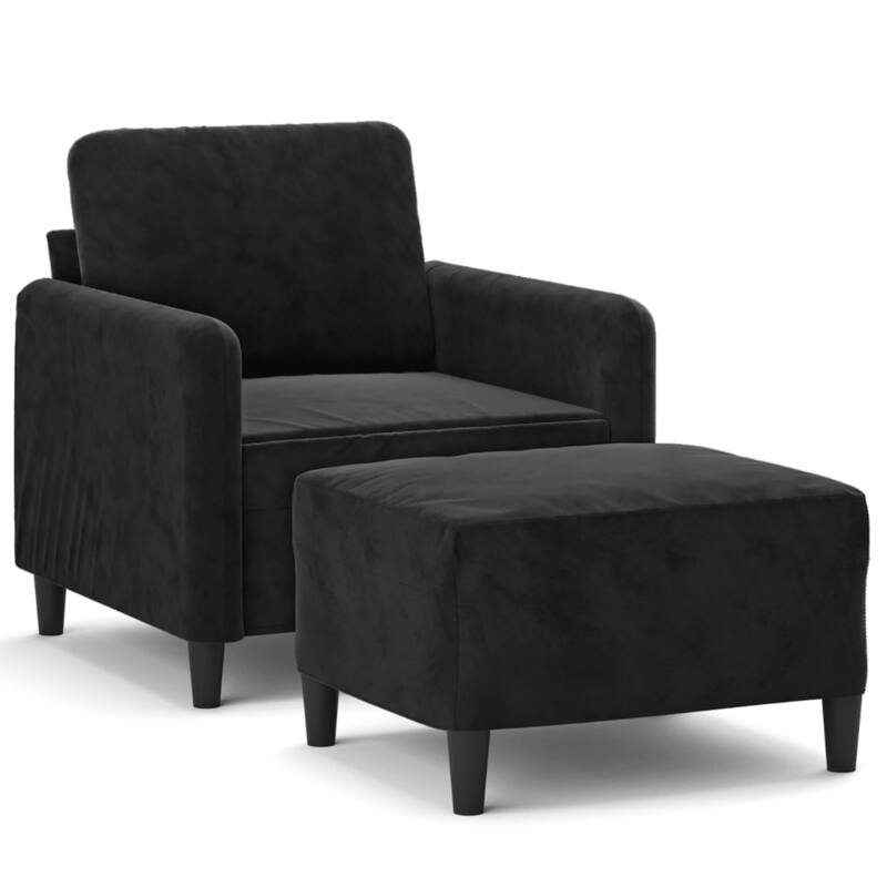 vidaXL Sofa Chair Single Sofa Armchair with Footstool for Living Room Velvet - 30.7 x 30.7 x 31.5 in