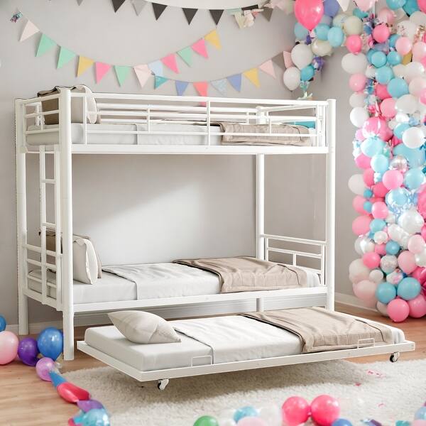 slide 2 of 26, Kids and Baby Twin over Full Bunk Bed with Sturdy Metal and Safety Guardrail