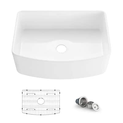 Pure 30 Inch Curved Apron Front Farmhouse Kitchen Fireclay Sink